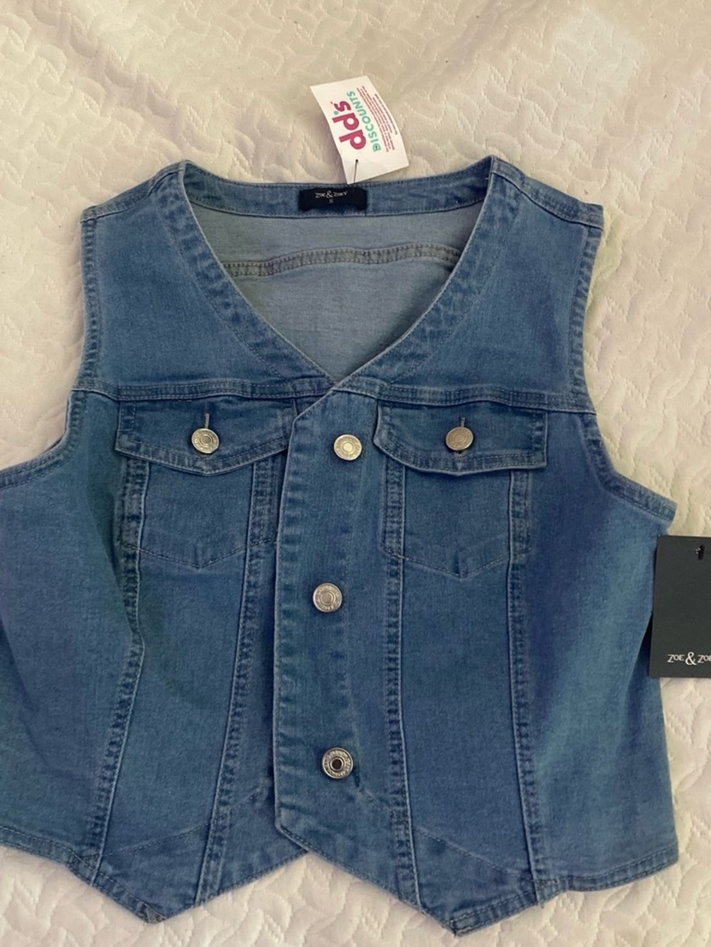 Blue Denim Vest - Sleeveless Button-Front